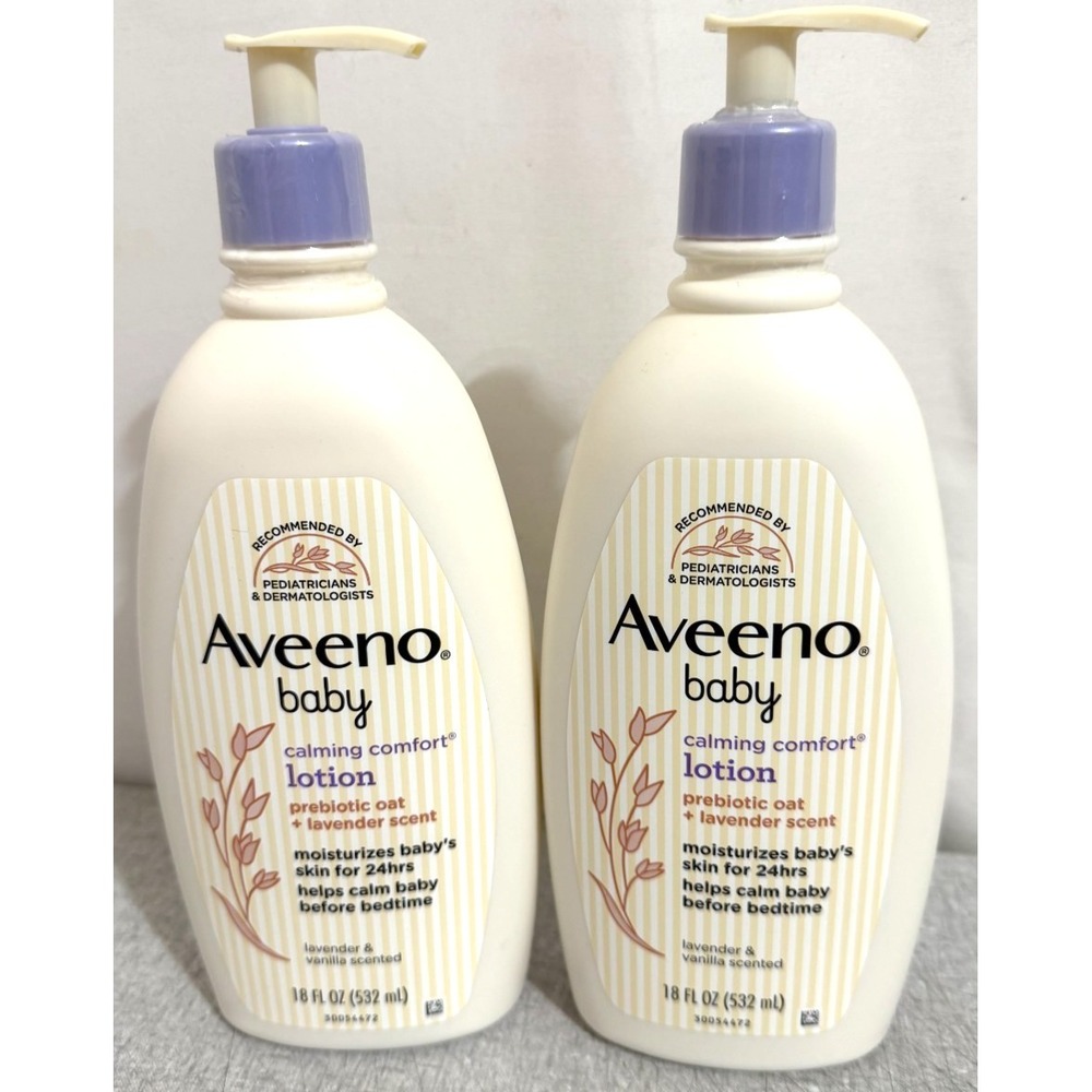 Aveeno Baby Calming Comfort Prebiotic Oat & Lavender Scent Lotion 2Pk 18oz Each